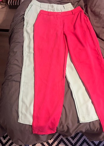 Kadın pembe ve yeşil Kumaş Pantolon paketi - Görsel 4