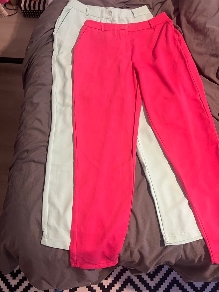 Kadın pembe ve yeşil Kumaş Pantolon paketi - Görsel 4