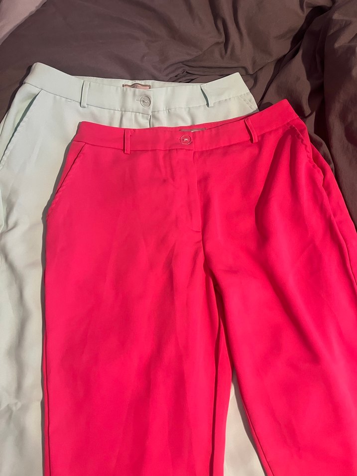 Kadın pembe ve yeşil Kumaş Pantolon paketi - Görsel 5