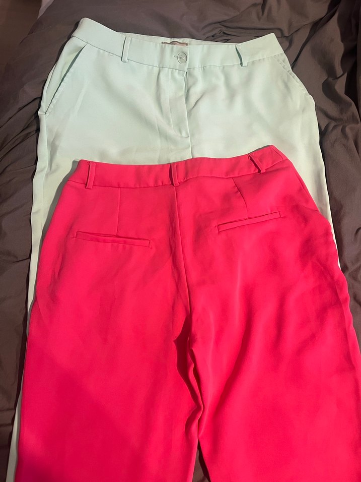 Kadın pembe ve yeşil Kumaş Pantolon paketi - Görsel 3