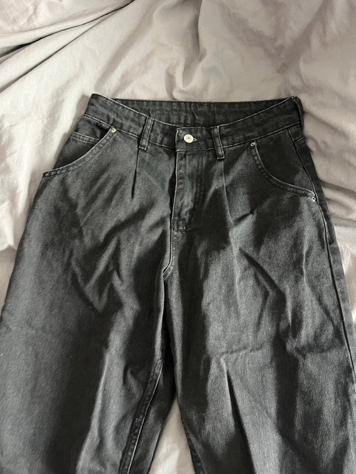 Antrasit Kadın Bol Kesim Kot Pantolon - Görsel 2