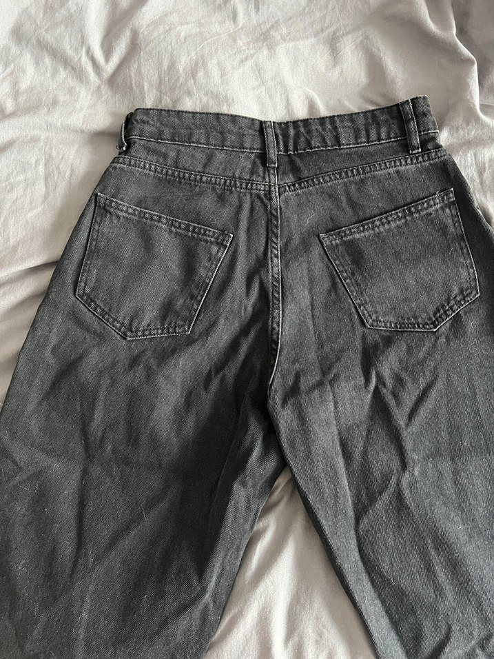 Antrasit Kadın Bol Kesim Kot Pantolon - Görsel 4