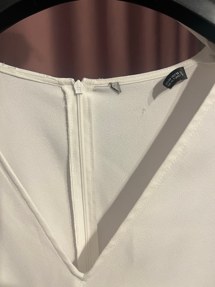 Beyaz V Yakalı Mini Tulum - Görsel 4