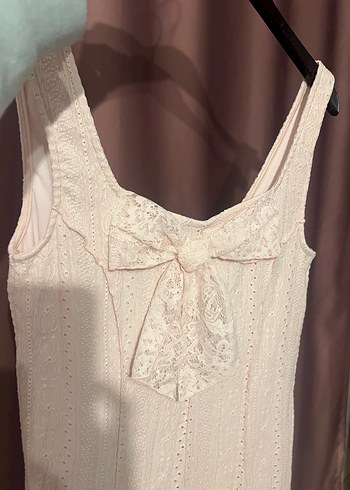 Dantel Detaylı Pembe Dantelli Elbise - Görsel 3