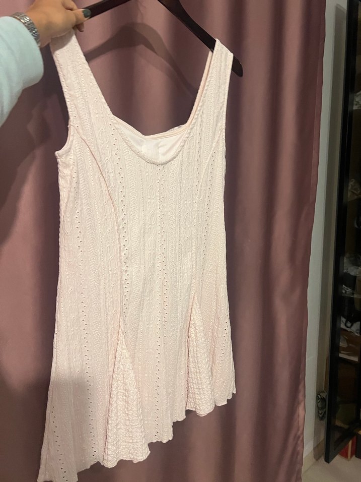 Dantel Detaylı Pembe Dantelli  Elbise - Görsel 2