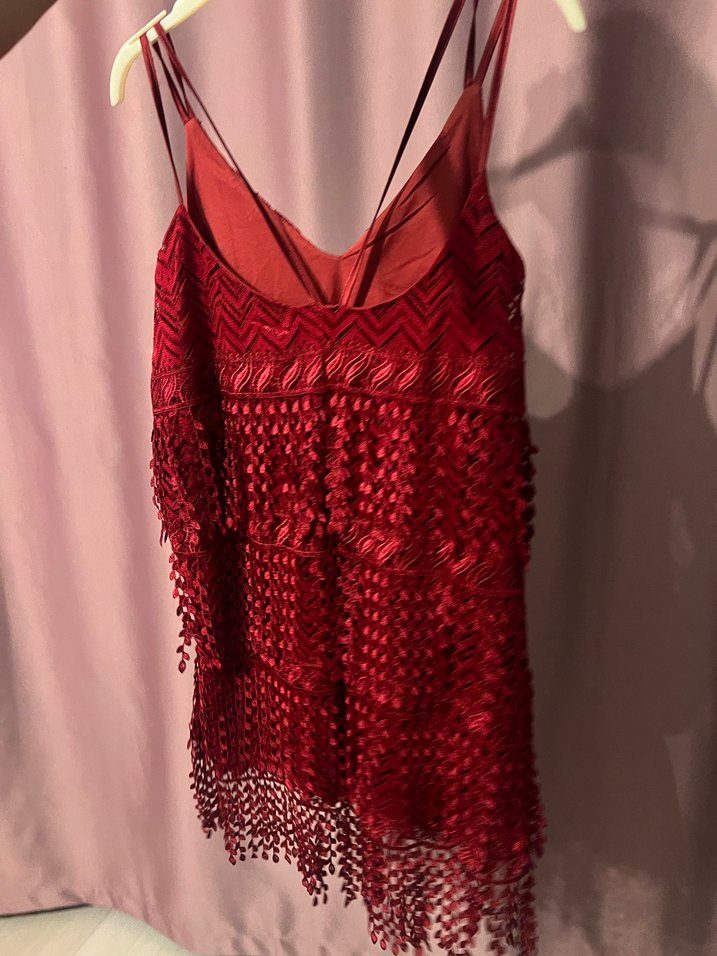 Kırmızı püskül detaylı elbise - Görsel 3