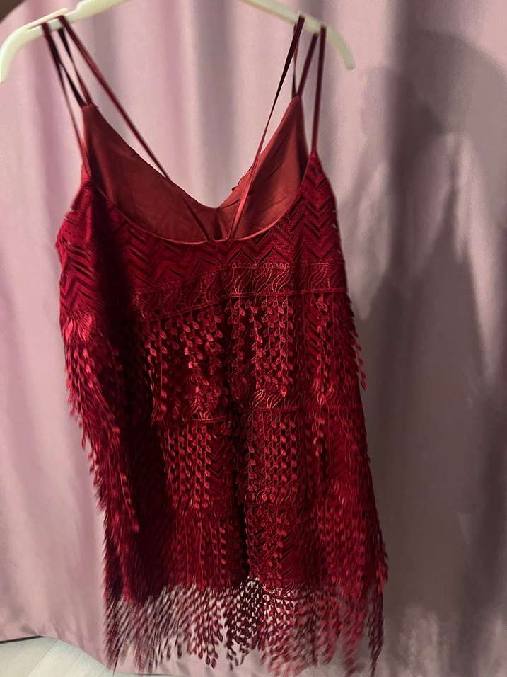 Kırmızı püskül detaylı elbise - Görsel 4