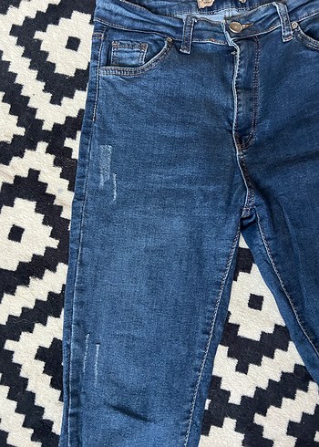 Koyu Mavi Slim Fit Kadın Denim Pantolon - Görsel 2