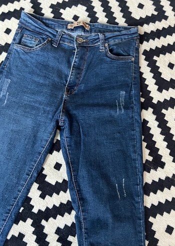 Koyu Mavi Slim Fit Kadın Denim Pantolon - Görsel 3