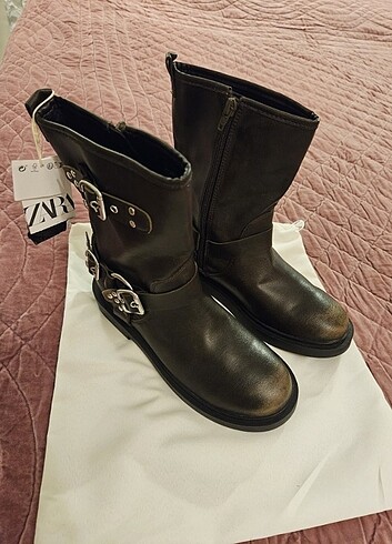 36 Beden kahverengi Renk Zara biker bot