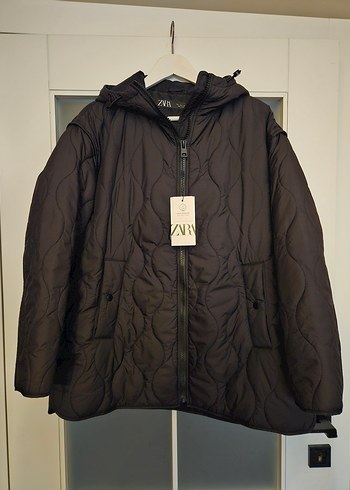 Zara kapüşonlu kapitone mont - Görsel 2