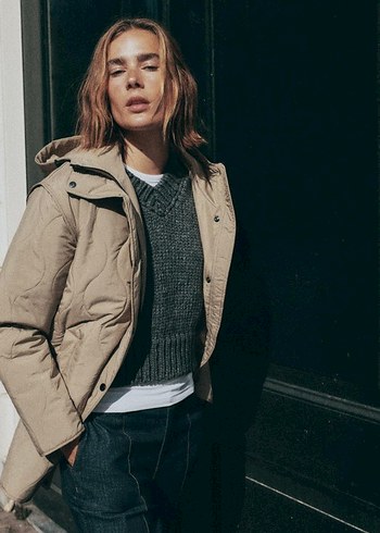 Su geçirmez kapitone kapüşonlu mont - Görsel 2