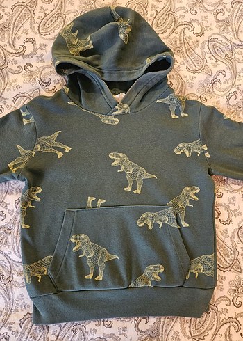 H&M Dinozor desenli kapüşonlu sweatshirt - Görsel 2