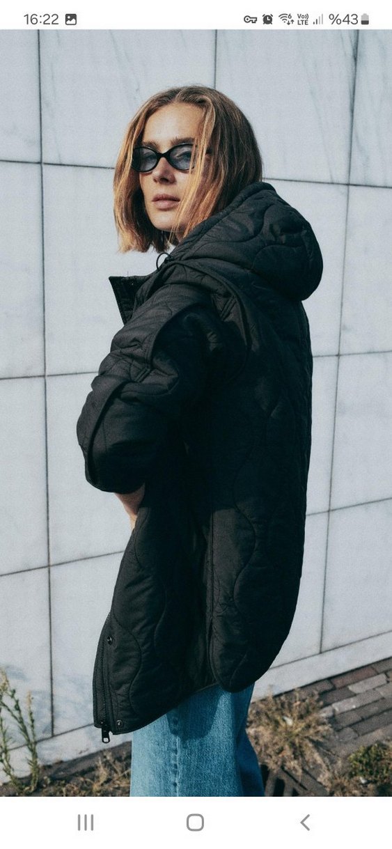 Zara Su Geçirmez Kapüşonlu Kapitone Mont - Görsel 4