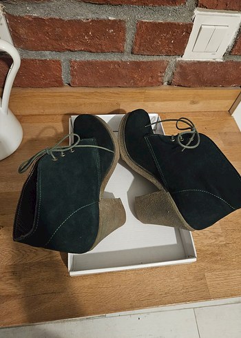 GÖN Yeşil Süet Topuklu Bot - Görsel 4