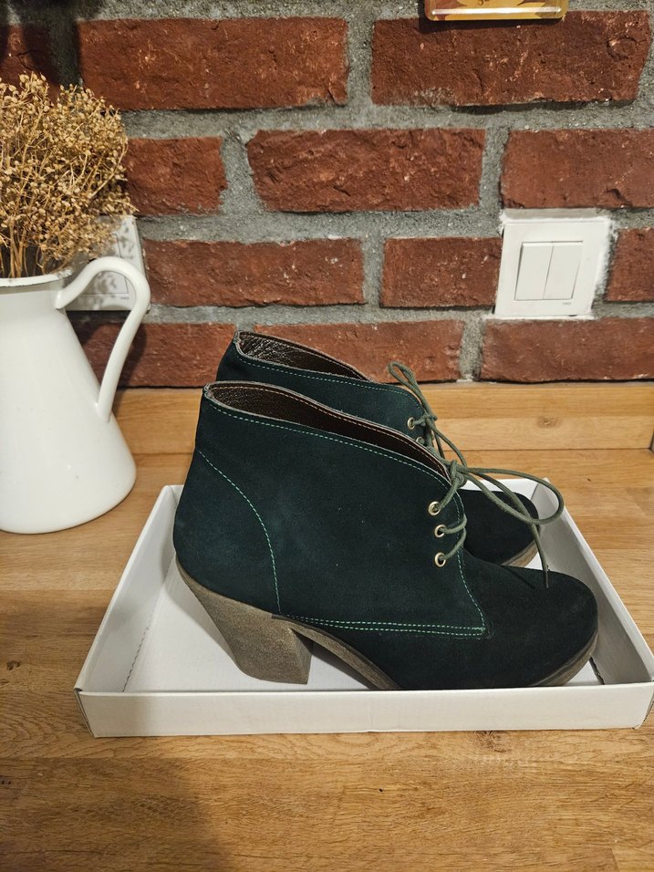 GÖN Yeşil Süet Topuklu Bot - Görsel 2