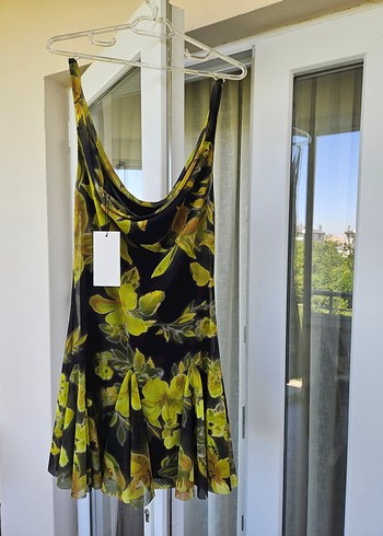 Çiçekli Desenli Mini Tül Elbise - Görsel 10