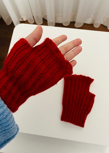 Kırmızı Örgü Kadın Eldiven - Görsel 3