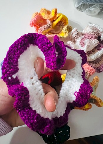 Renkli Örgü Kadın Saç Tokaları - Görsel 3