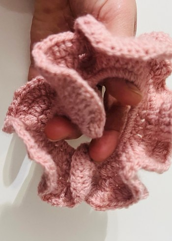 Pembe Örgü Fırfırlı Saç tokası - Görsel 3