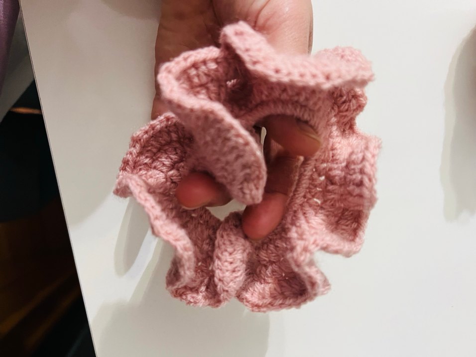 Pembe Örgü Fırfırlı Saç tokası - Görsel 3