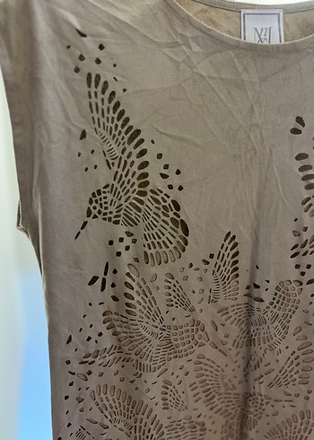 Mango jean bluz Bohem Tarzı Bej  Tişört - Görsel 3