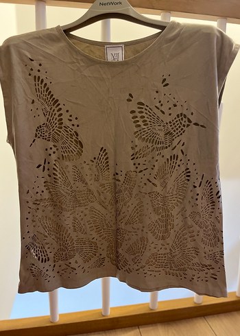 Mango jean bluz Bohem Tarzı Bej  Tişört - Görsel 2