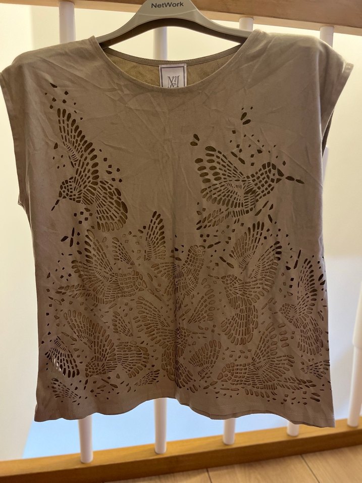 Mango jean bluz Bohem Tarzı Bej  Tişört - Görsel 2