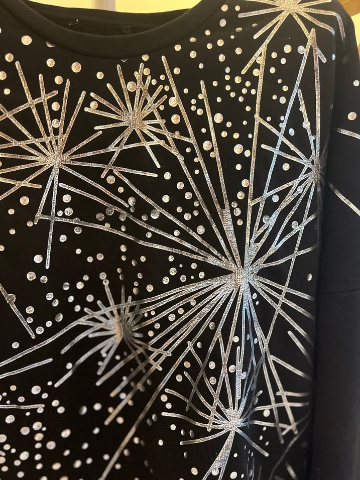 L beden Payetli Siyah Uzun Kollu Tişört - Görsel 3