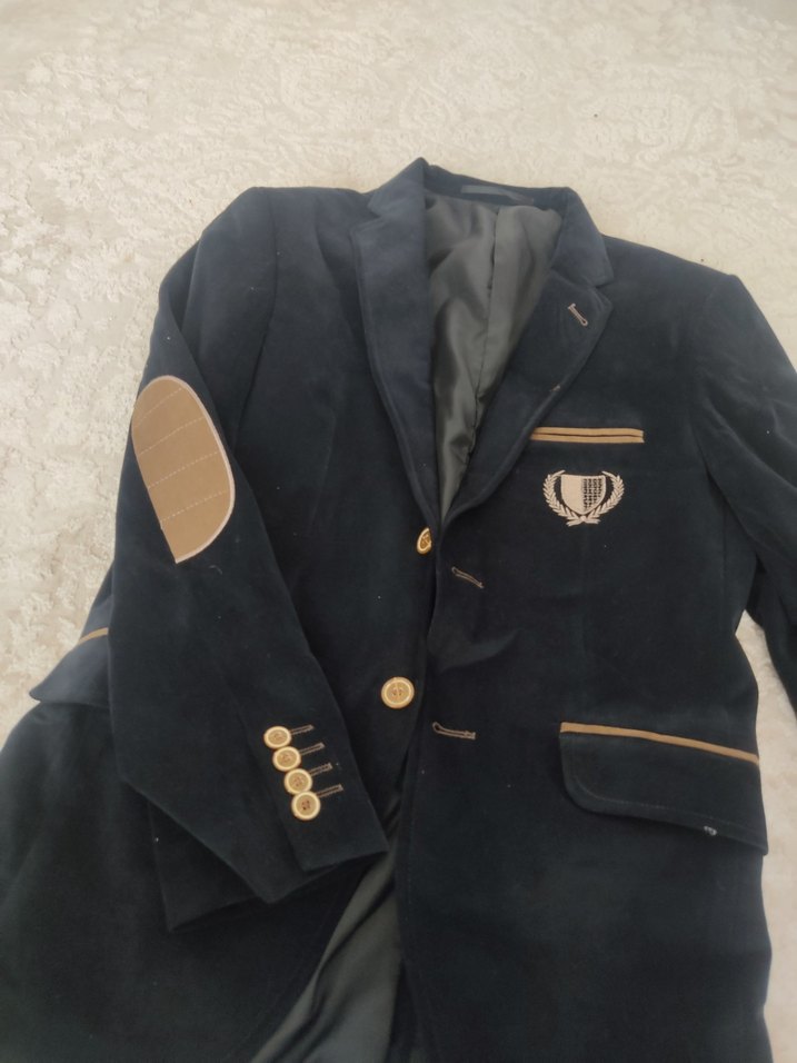 Siyah Erkek Süet Düğmeli Klasik Ceket - Görsel 2