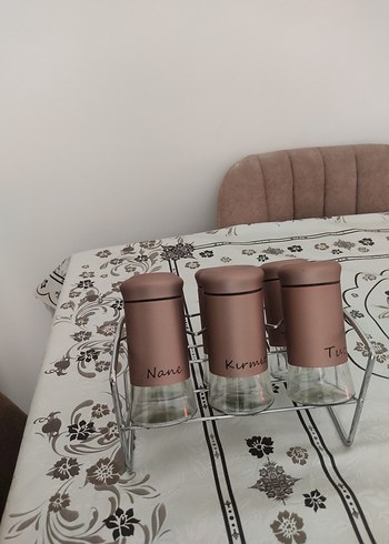 Metal Standlı Cam Baharatlık Seti - Görsel 2