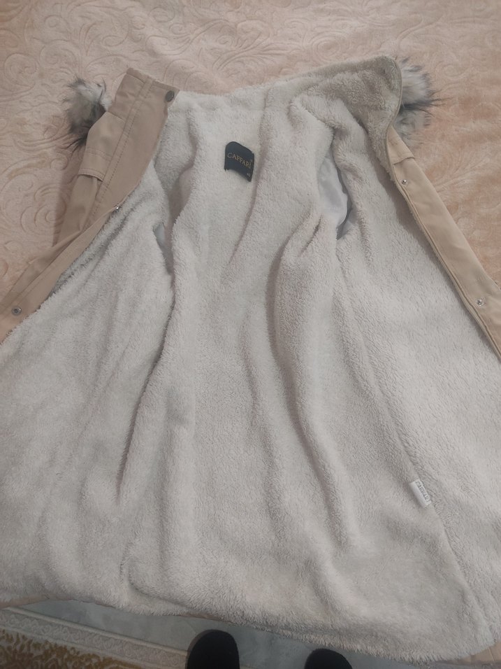 Sokak Stili Bej Kadın Kışlık Ceket - Görsel 3