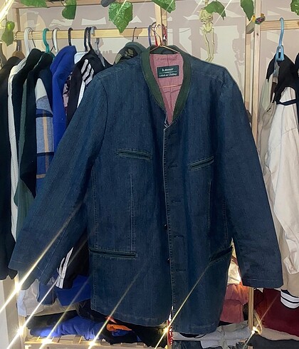 l/xl Beden mavi Renk H. Moser kot ceketi