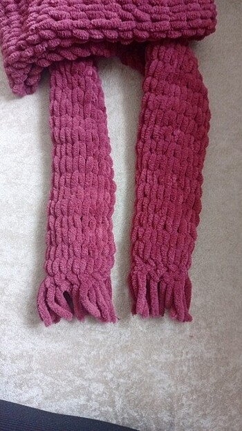 2-3 Yaş, 20 cm Beden bordo Renk Atkı bere balaklava