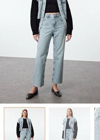 Gri Midi Denim Kadın Jean