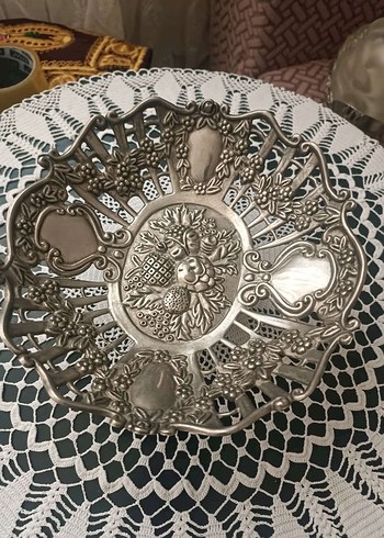 Gri İşlemeli Parlak Bohem Tabak uc adet urun - Görsel 2