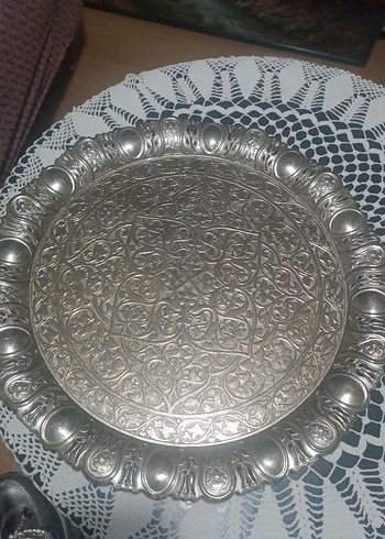 Gri İşlemeli Parlak Bohem Tabak uc adet urun - Görsel 3