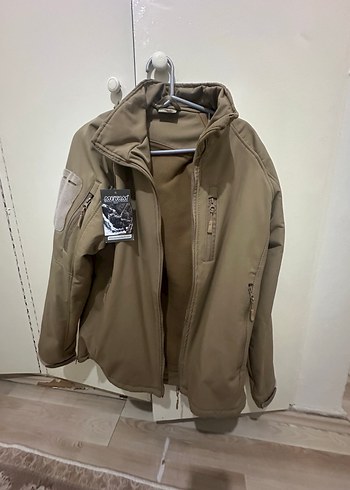 L beden taktik softshel sifir etiketli bej renk duble mont - Görsel 5