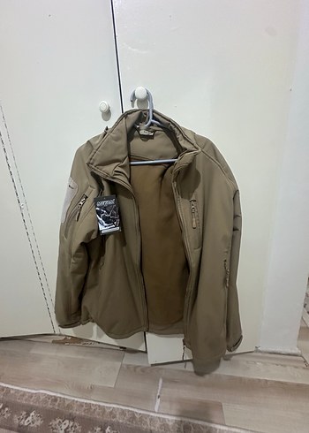 L beden taktik softshel sifir etiketli bej renk duble mont - Görsel 8