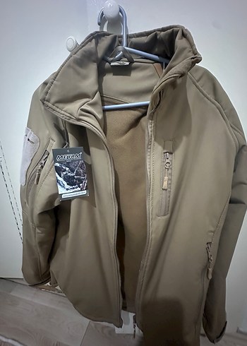 L beden taktik softshel sifir etiketli bej renk duble mont - Görsel 3