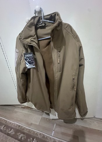 L beden taktik softshel sifir etiketli bej renk duble mont - Görsel 4