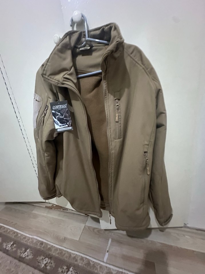 L beden taktik softshel sifir etiketli bej renk duble mont - Görsel 4
