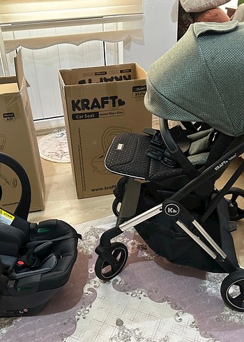 Yeşil KRAFT Bebek Arabası ve Oto Koltuğu siyah yesil