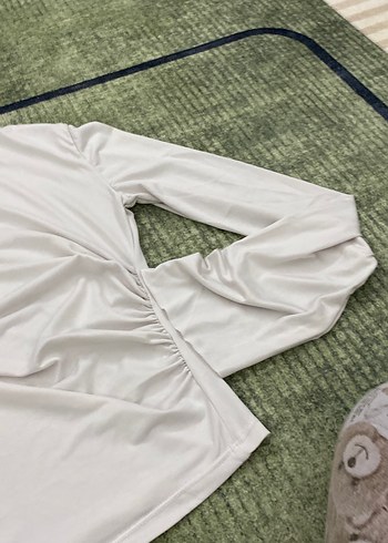 Beyaz Kadın Balıkçı Yaka Uzun Kollu Bluz - Görsel 2