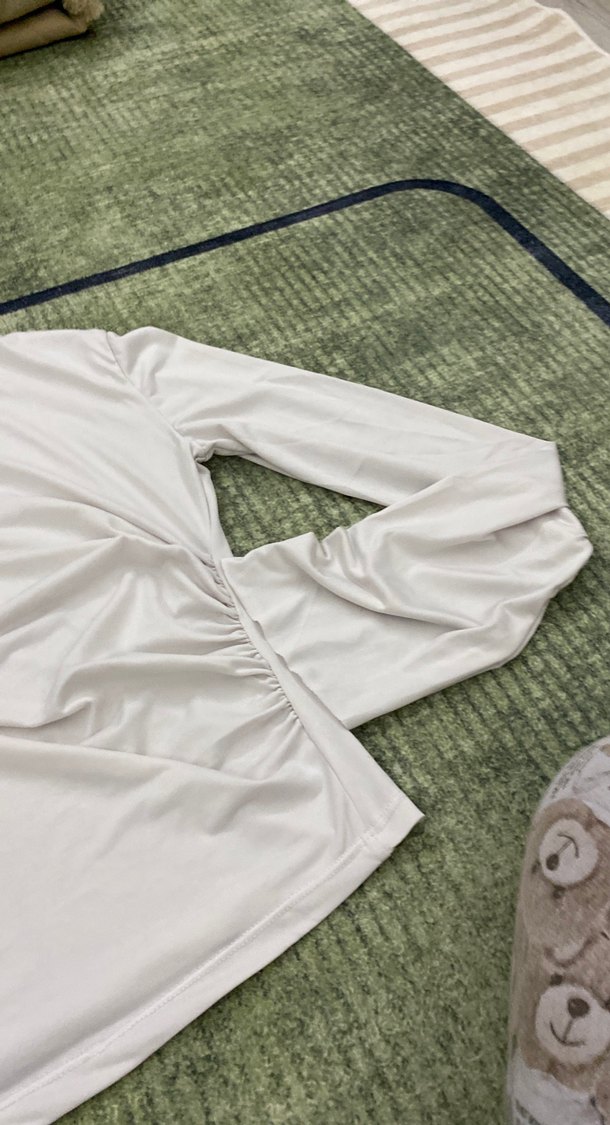 Beyaz Kadın Balıkçı Yaka Uzun Kollu Bluz - Görsel 2