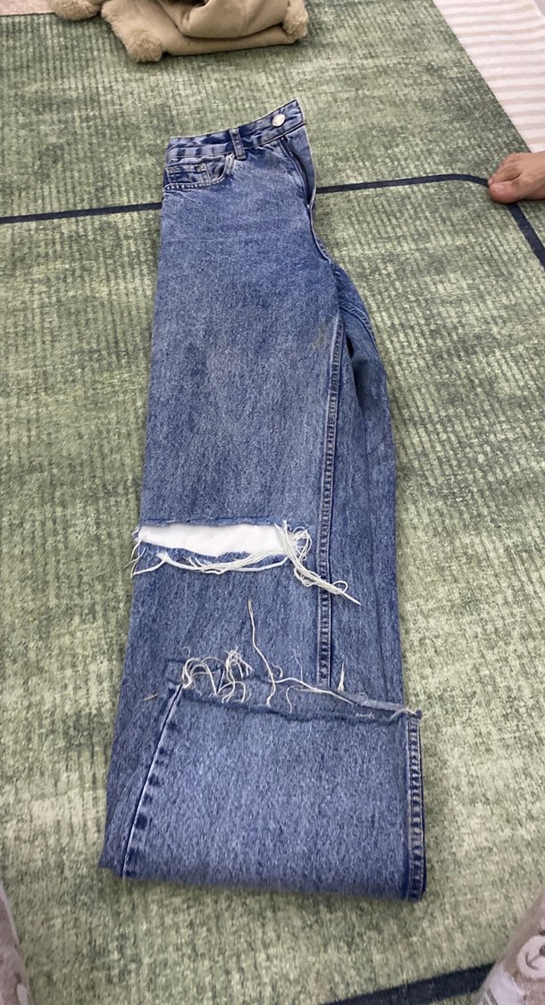 Kadın Mavi Denim Yırtık Detaylı Günlük Jean - Görsel 2
