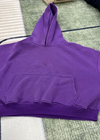 Mor Kapüşonlu Kadın Sweatshirt - Görsel 2