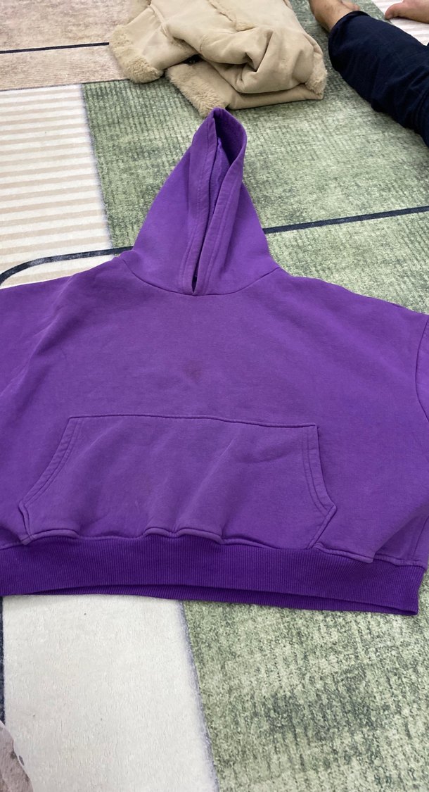 Mor Kapüşonlu Kadın Sweatshirt - Görsel 2