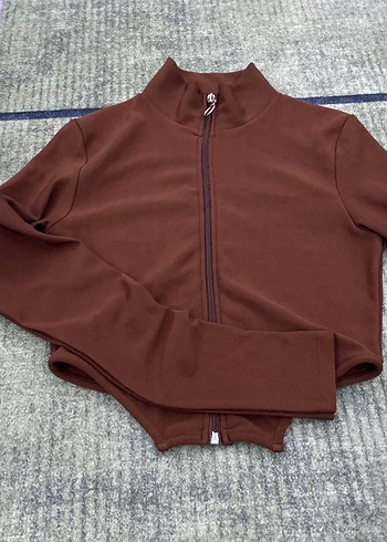 Fermuarlı Kahverengi Boğazlı Hamile Kazak - Görsel 2