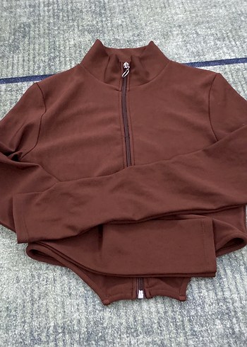 Fermuarlı Kahverengi Boğazlı Hamile Kazak - Görsel 3